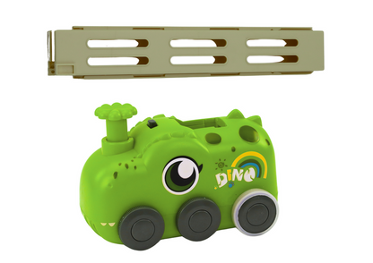Autíčko dinosaurus na baterie s domino kostkami 4 barvy zelené