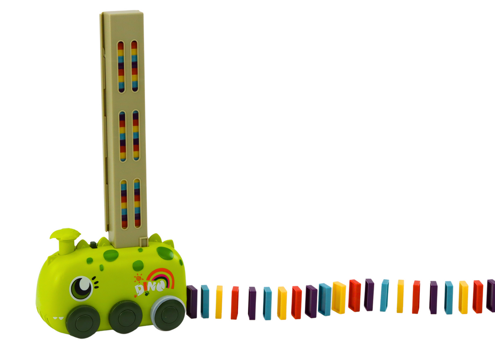 Autíčko dinosaurus na baterie s domino kostkami 4 barvy zelené