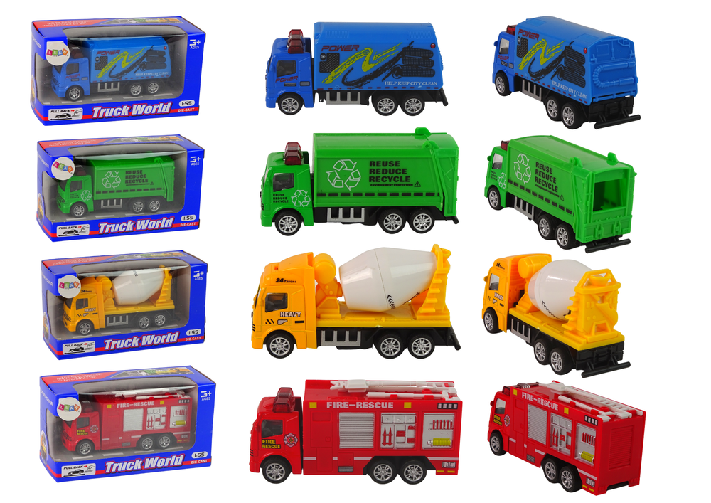 Autíčko s frikčním pohonem – 8 modelů 1:55 hasiči jeřáb