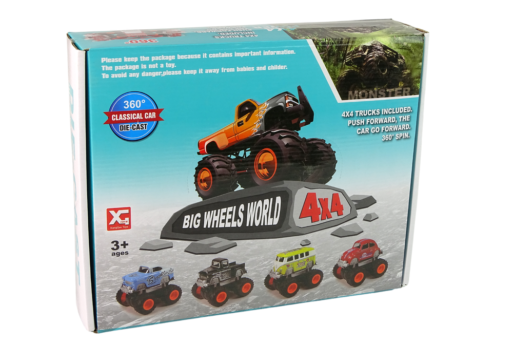 Auto 4x4 monster truck s velkými koly 4 barvy