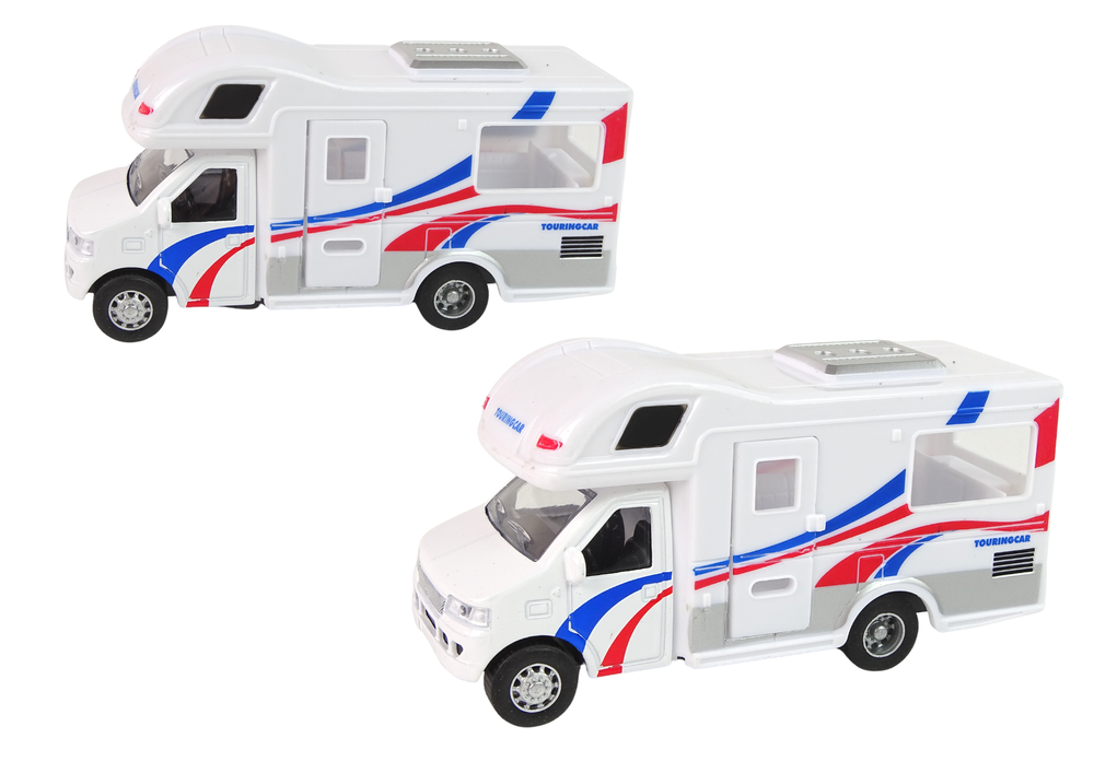 Auto camper s frikčním pohonem – 2 modely bílé s pruhy