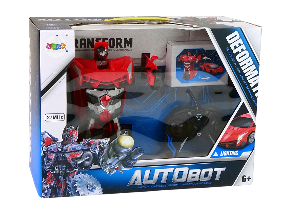 Auto robot 2v1 na dálkové ovládání – se světly a zvuky | červený