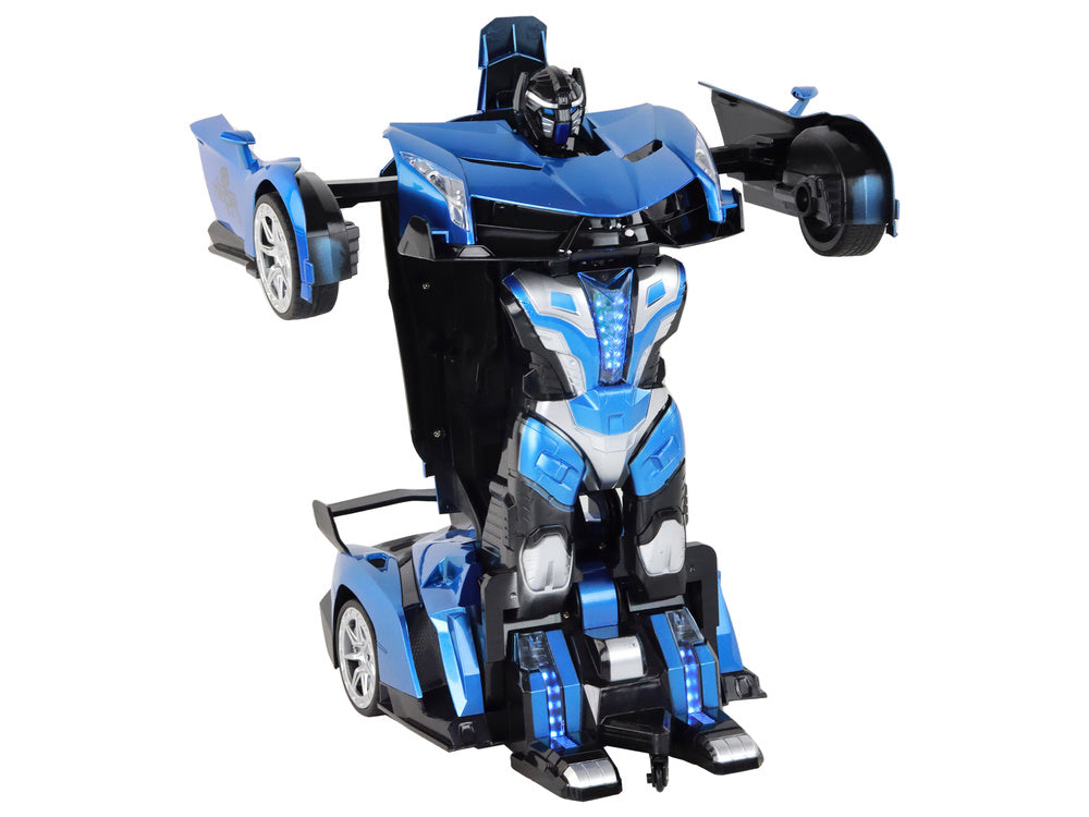 Auto-robot s transformací na dálkové ovládání 1:10 – modré
