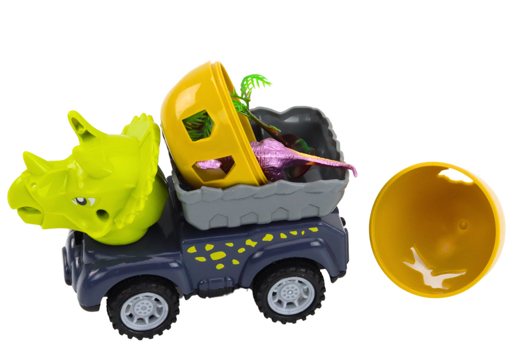 Auto s dinosaurem a vejcem přívěs s figurkami sada 4 kusy