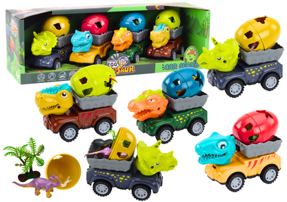 Auto s dinosaurem a vejcem přívěs s figurkami sada 4 kusy