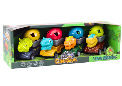 Auto s dinosaurem a vejcem přívěs s figurkami sada 4 kusy