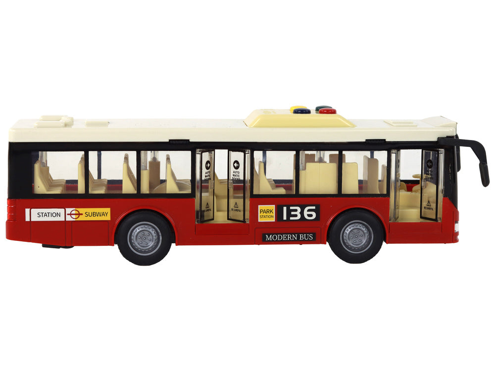 Autobus na baterie se světly a zvuky – červený 1:16