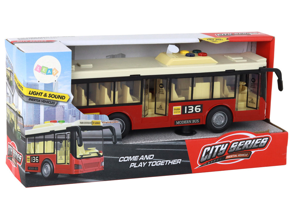 Autobus na baterie se světly a zvuky – červený 1:16