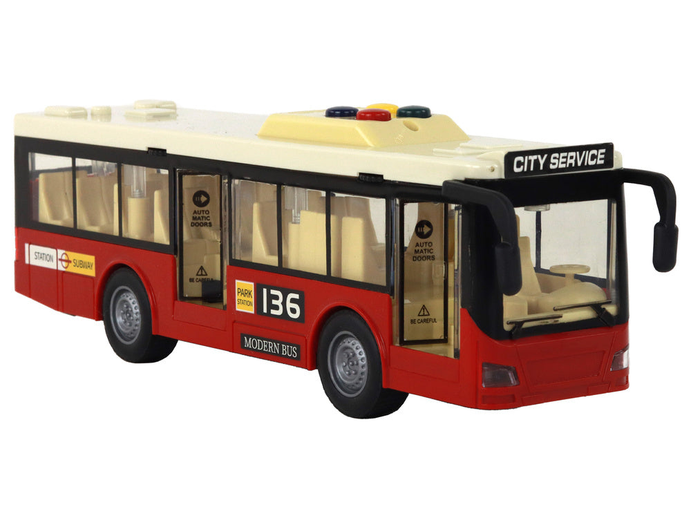 Autobus na baterie se světly a zvuky – červený 1:16
