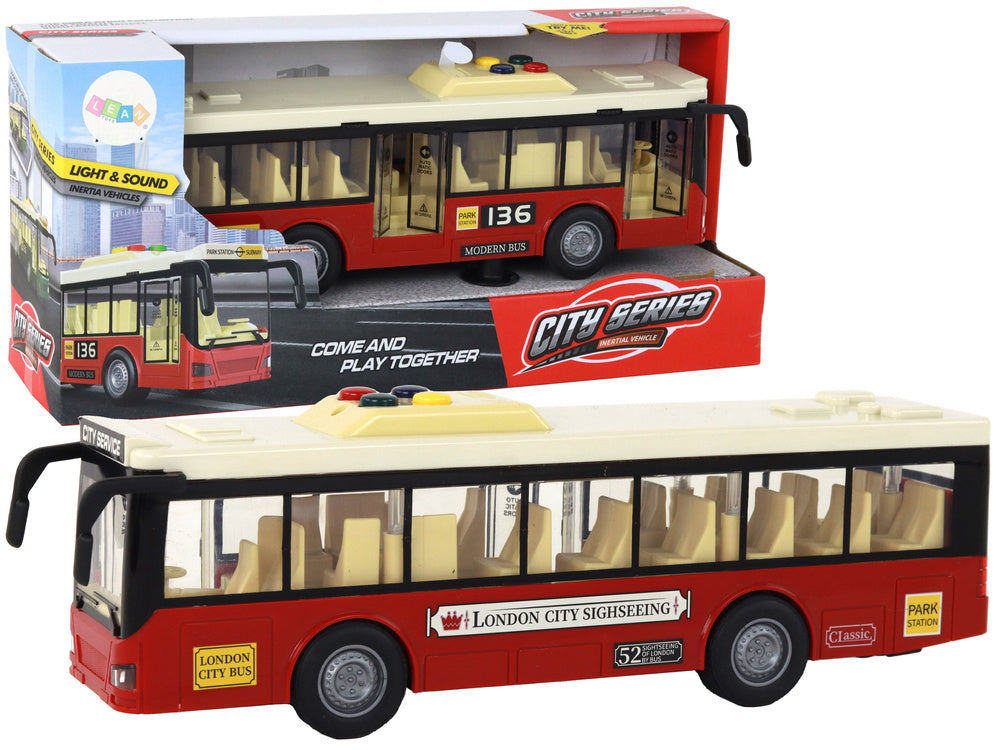 Autobus na baterie se světly a zvuky – červený 1:16