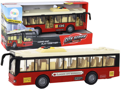 Autobus na baterie se světly a zvuky – červený 1:16