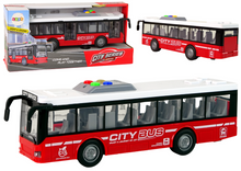 Autobus na baterie se světly a zvuky – třecí pohon 1:16 | červený
