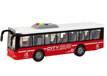 Autobus na baterie se světly a zvuky – třecí pohon 1:16 | červený