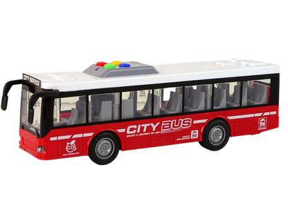 Autobus na baterie se světly a zvuky – třecí pohon 1:16 | červený