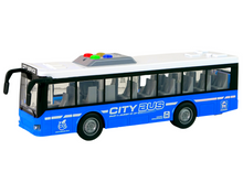 Autobus na baterie se světly a zvuky – třecí pohon 1:16 | modrý