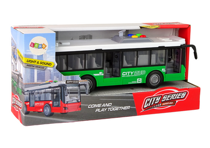 Autobus na baterie se světly a zvuky – třecí pohon | zelený 1:16