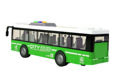Autobus na baterie se světly a zvuky – třecí pohon | zelený 1:16