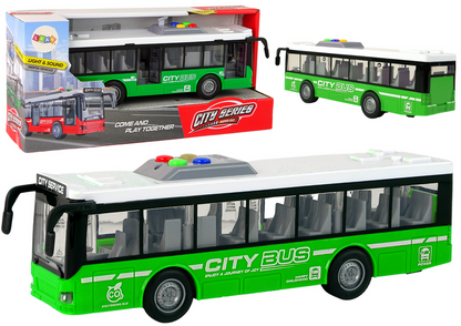 Autobus na baterie se světly a zvuky – třecí pohon | zelený 1:16