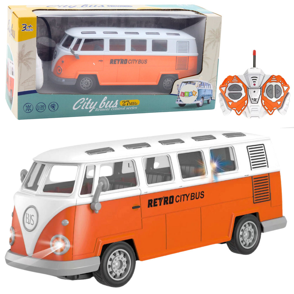 Autobus na dálkové ovládání RC se světly retro design 1:30