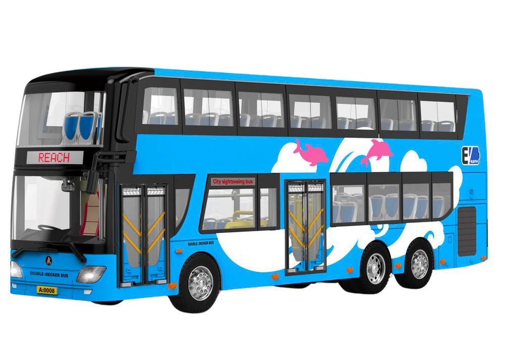 Autobus patrový výletní 1:42 kovový se světly modrý
