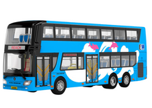 Autobus patrový výletní 1:42 kovový se světly modrý