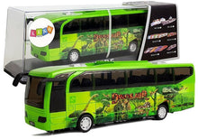 Autobus s dinosaury a zvukovými efekty na setrvačník zelený