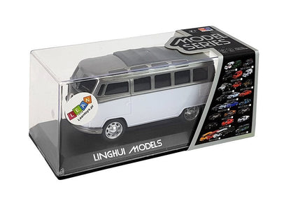 Autobus s třecím pohonem na baterie se světly a zvuky bílý