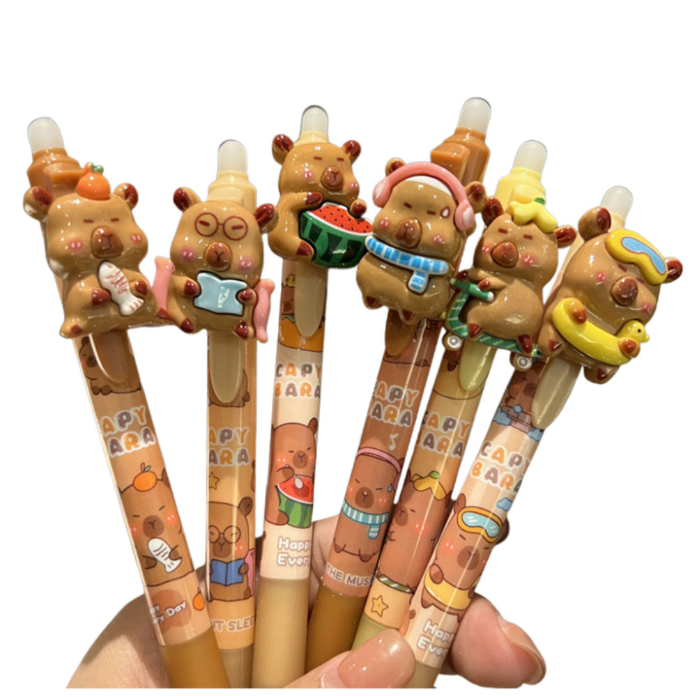 Automatické pero s gumou kapybara 3D – modrý inkoust 15 cm