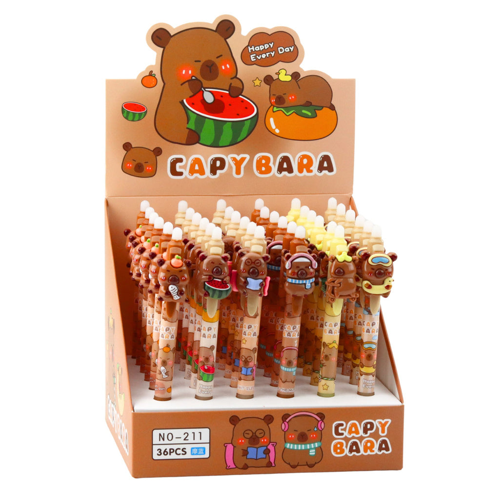 Automatické pero s gumou kapybara 3D – modrý inkoust 15 cm