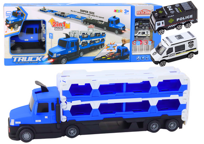 Autotransportér s dráhou 2v1 světla zvuky značky autíčka modrá