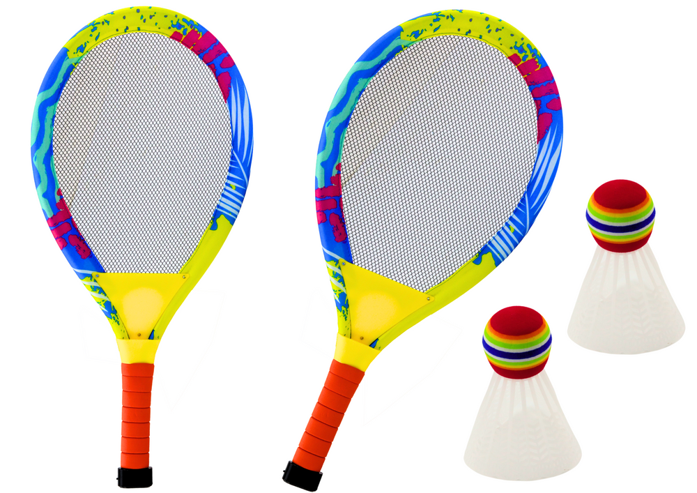 Badmintonová sada se svítícími raketami a košíčky 2 ks