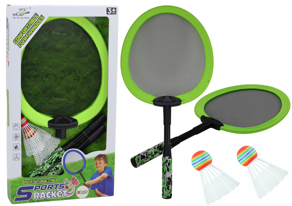 Badmintonové rakety s míčky pro děti – zelené