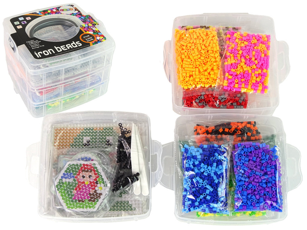 Barevné korálky na žehlení DIY sada 6000 kusů s podložkou