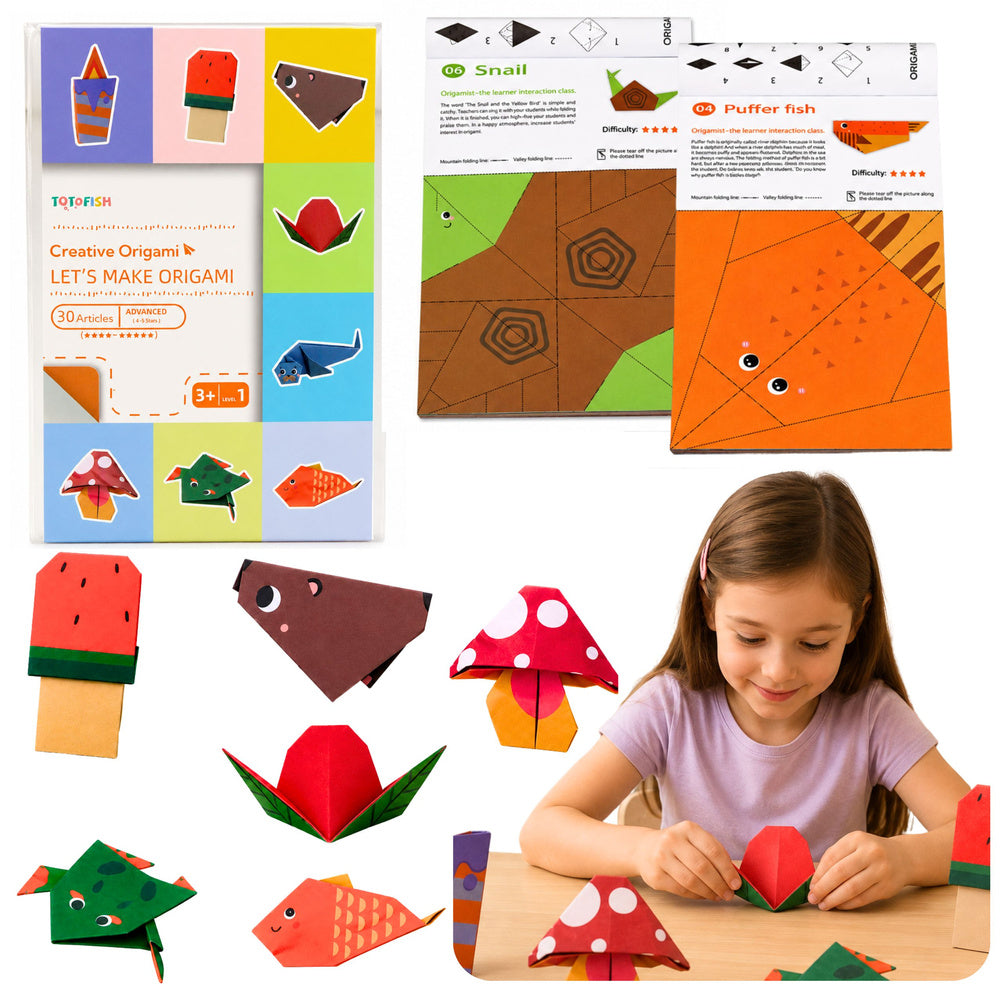 Barevný origami sešit pro děti se zvířátky a 30 listy
