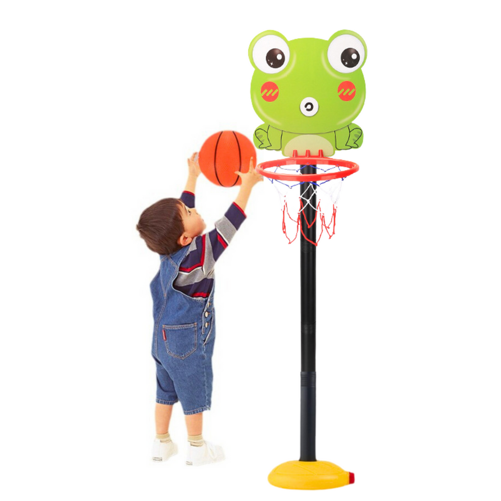 Basketbalový koš regulovatelný žába s pumpičkou zelený 110cm