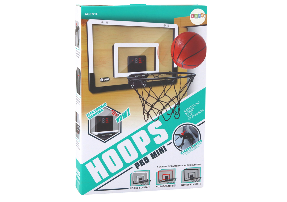 Basketbalový koš s elektronickým počítadlem bodů a zvuky
