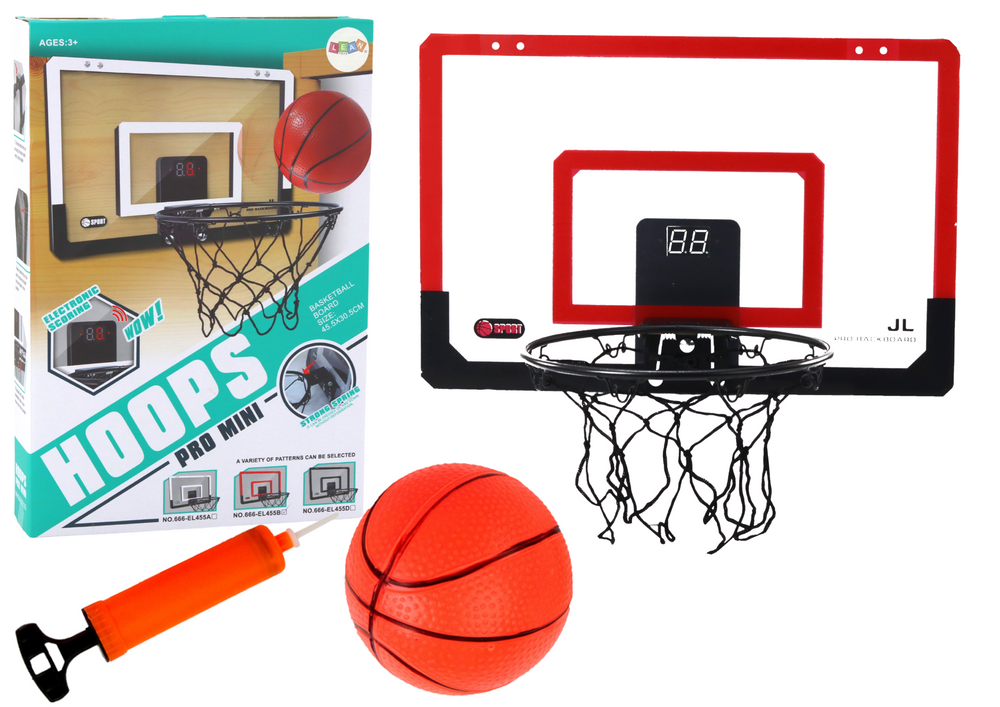 Basketbalový koš s elektronickým počítadlem bodů a zvuky