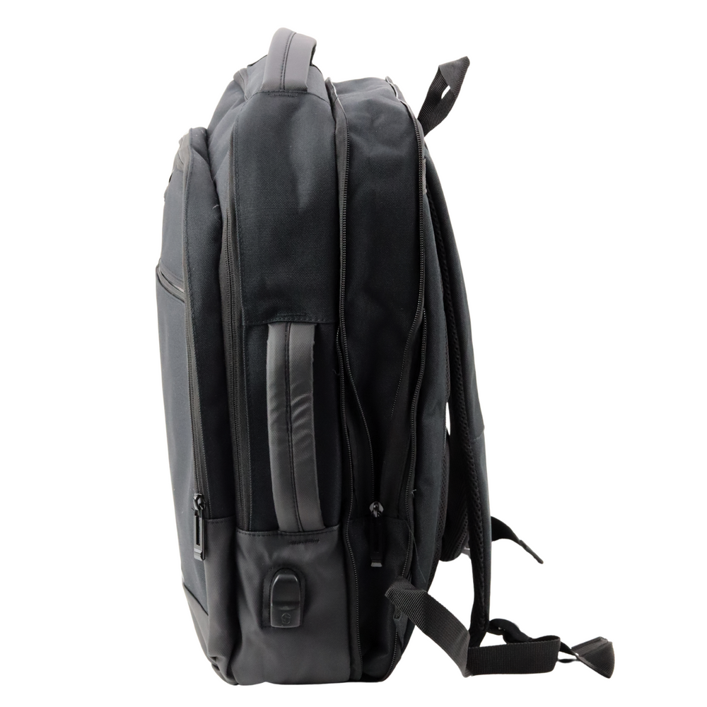 Batoh na laptop s USB portem a přihrádkami černý 16L 45cm