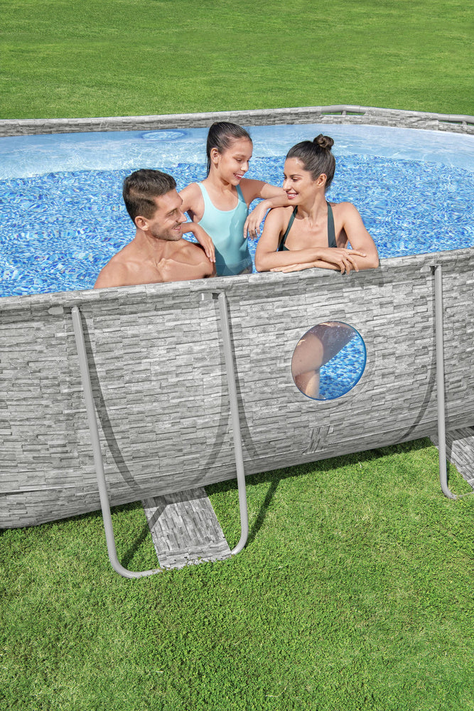 Bazén s konstrukcí 427 x 250 x 100 cm s okny a filtrací – Bestway