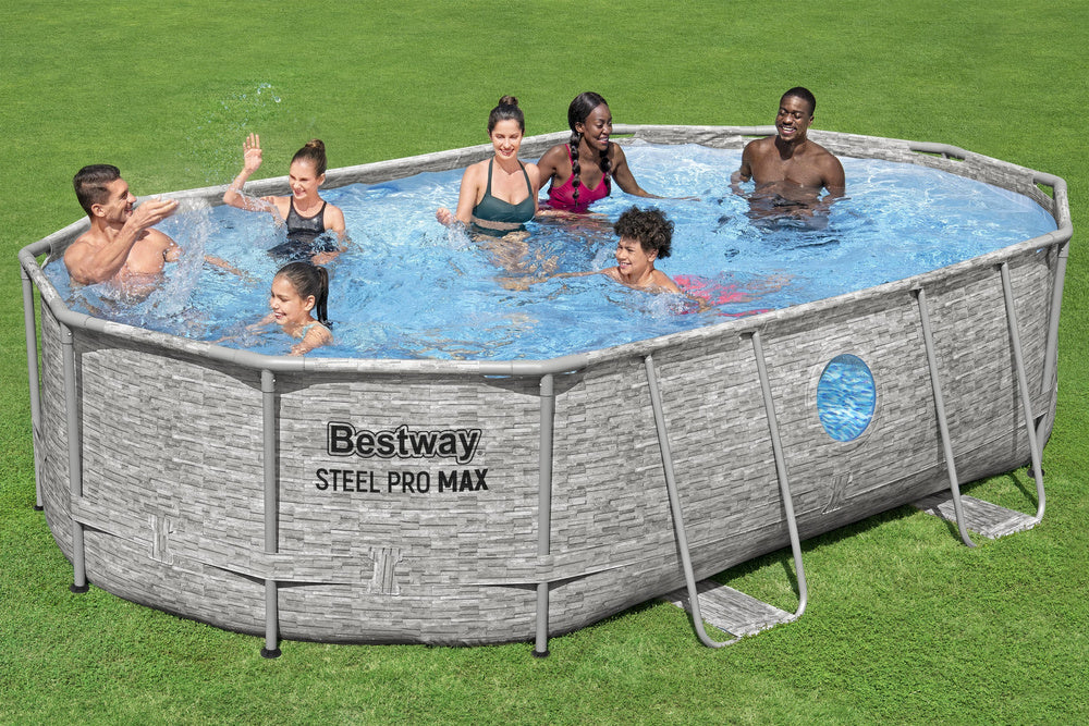 Bazén s konstrukcí 427 x 250 x 100 cm s okny a filtrací – Bestway