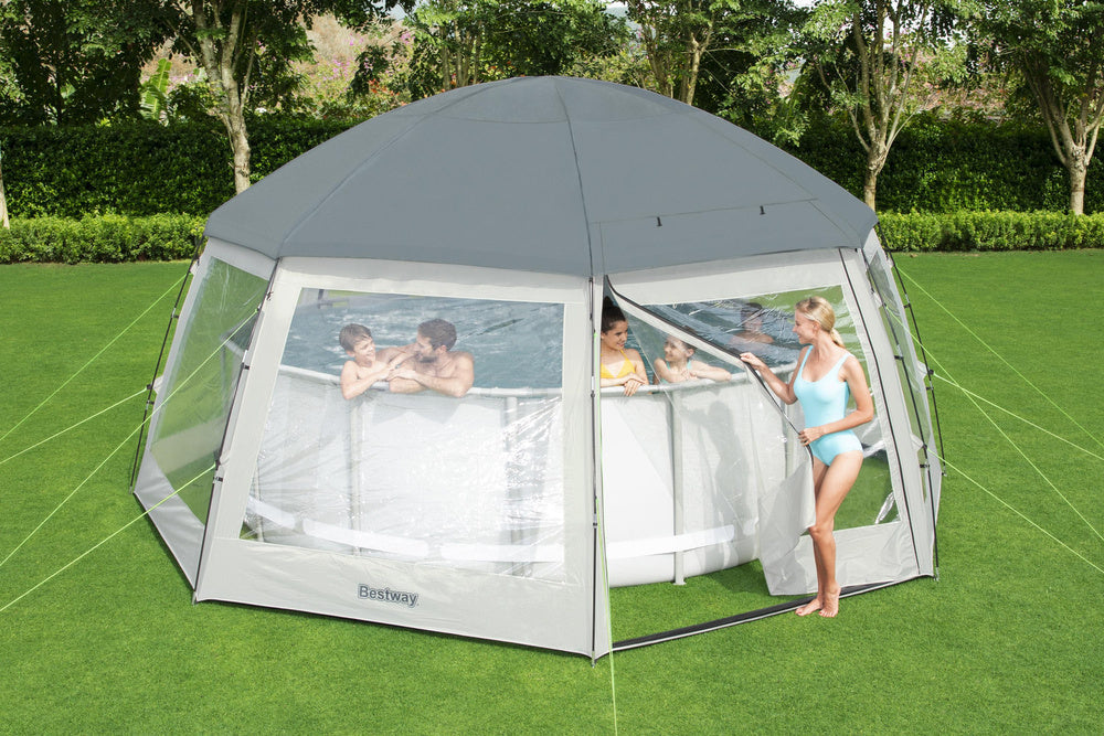 Bazénový stan altán 600x600x295 cm s okny a dveřmi – Bestway
