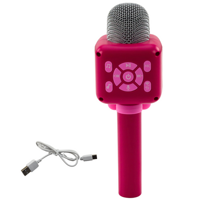 Bezdrátový mikrofon Bluetooth karaoke nahrávání změna hlasu růžový