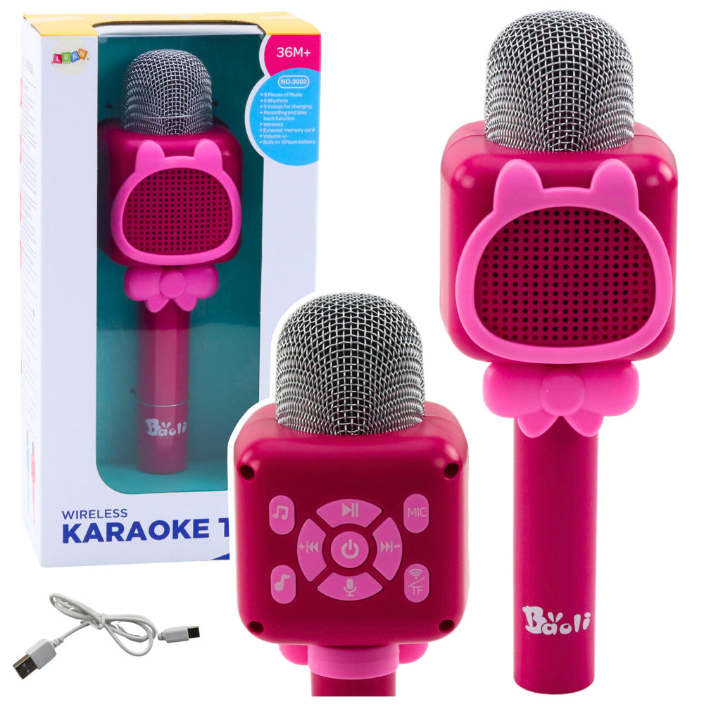 Bezdrátový mikrofon Bluetooth karaoke nahrávání změna hlasu růžový