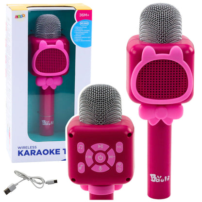 Bezdrátový mikrofon Bluetooth karaoke nahrávání změna hlasu růžový