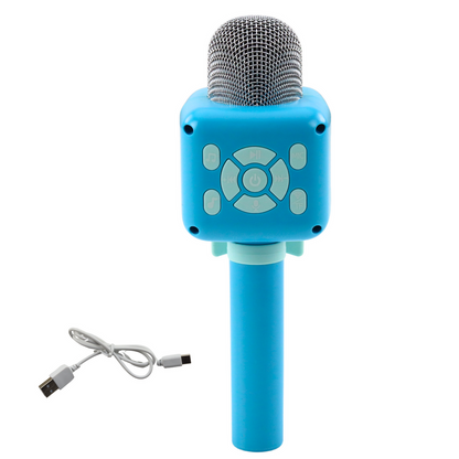 Bezdrátový mikrofon Bluetooth karaoke s nahráváním modrý