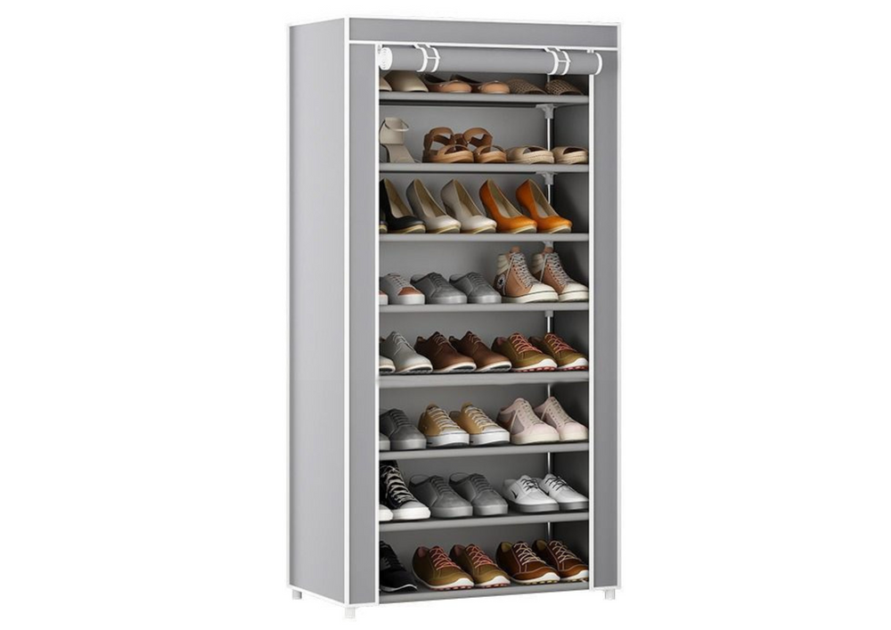 Botník 8patrový s prachotěsným krytem organizer šedý