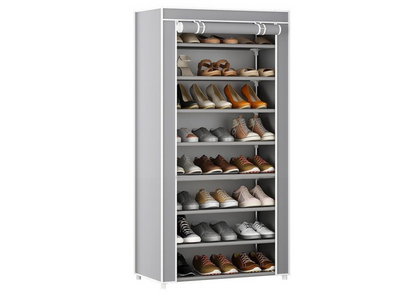 Botník 8patrový s prachotěsným krytem organizer šedý