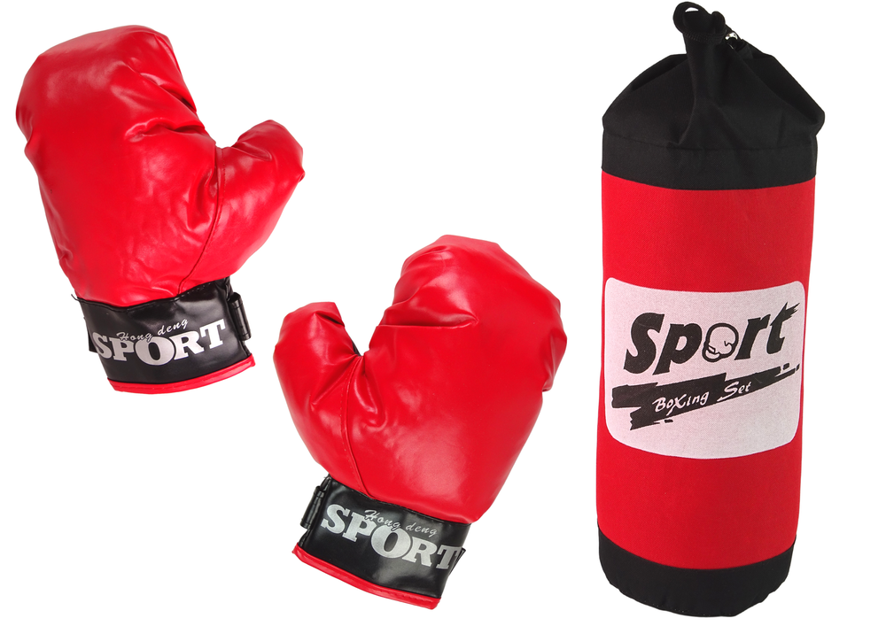 Boxerský set s pytlem a rukavicemi – bílo černo červený