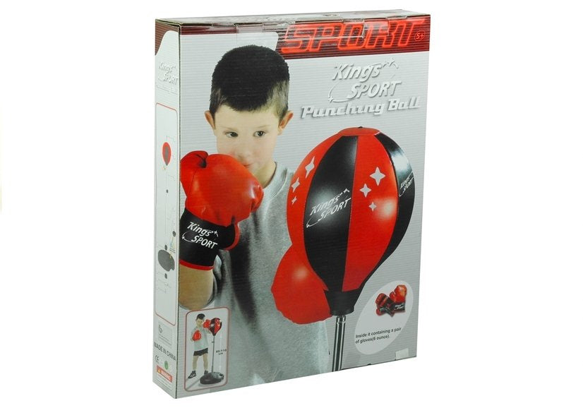 Boxerský set s rukavicemi a hruškou na stojanu černo červený