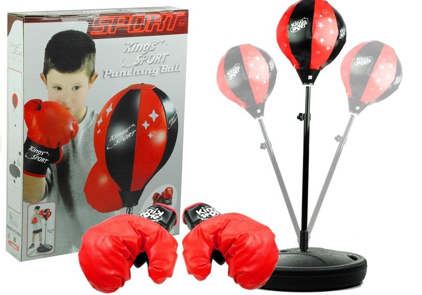 Boxerský set s rukavicemi a hruškou na stojanu černo červený